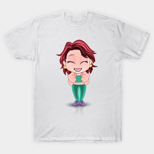 hot red short hair beautiful Girl cartoon character T-Shirt